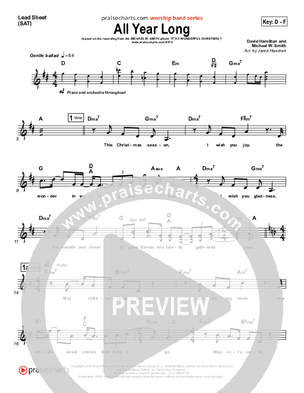 All Year Long Sheet Music PDF (Michael W. Smith) PraiseCharts
