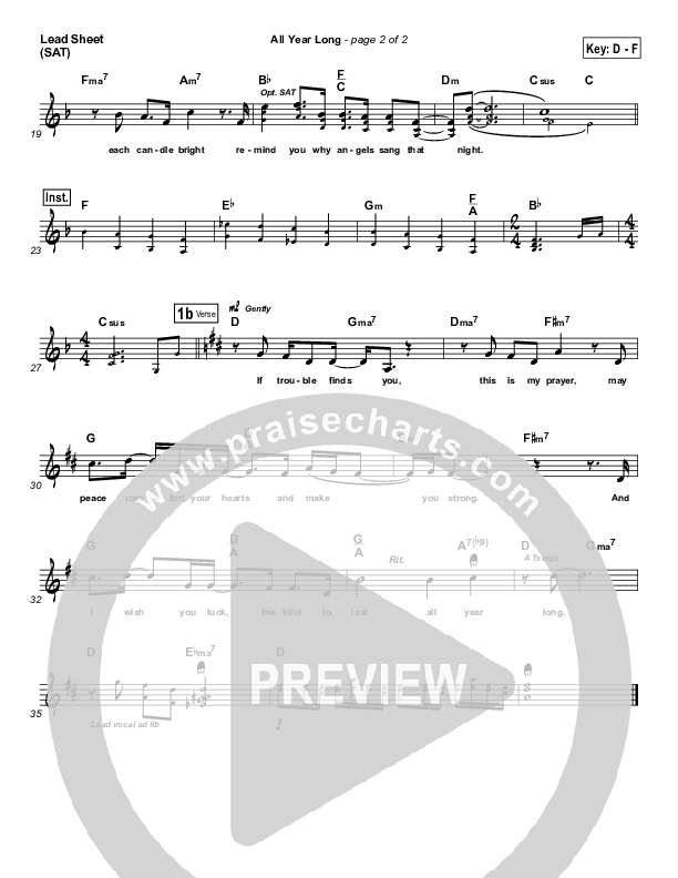 All Year Long Lead Sheet (Michael W. Smith)