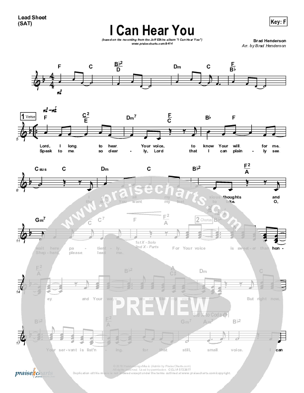 I Can Hear You Lead Sheet (Brad Henderson)