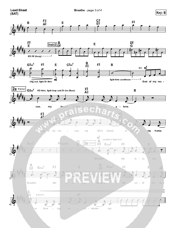Breathe Lead Sheet (SAT) (Equippers Church)