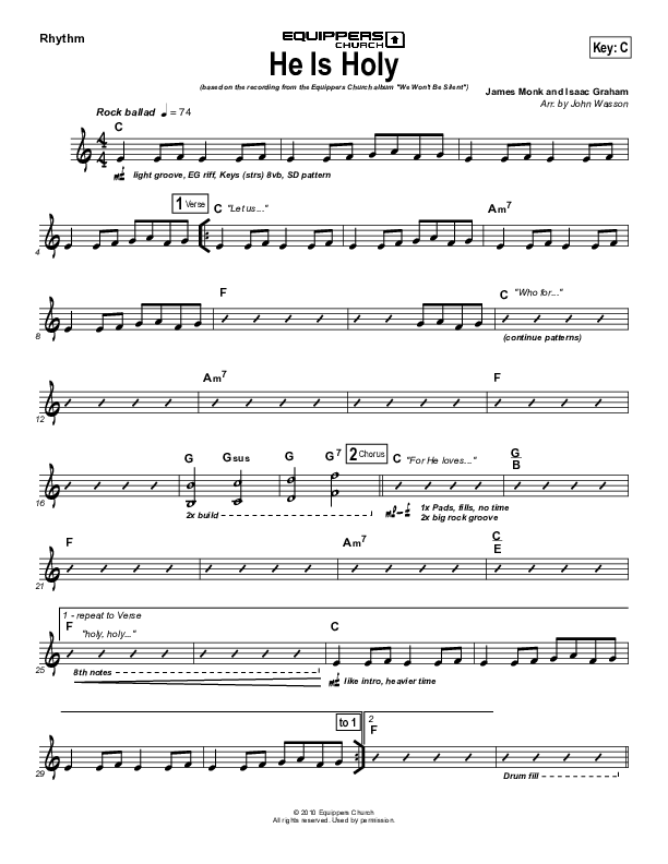 He Is Holy Rhythm Chart (Equippers Church)