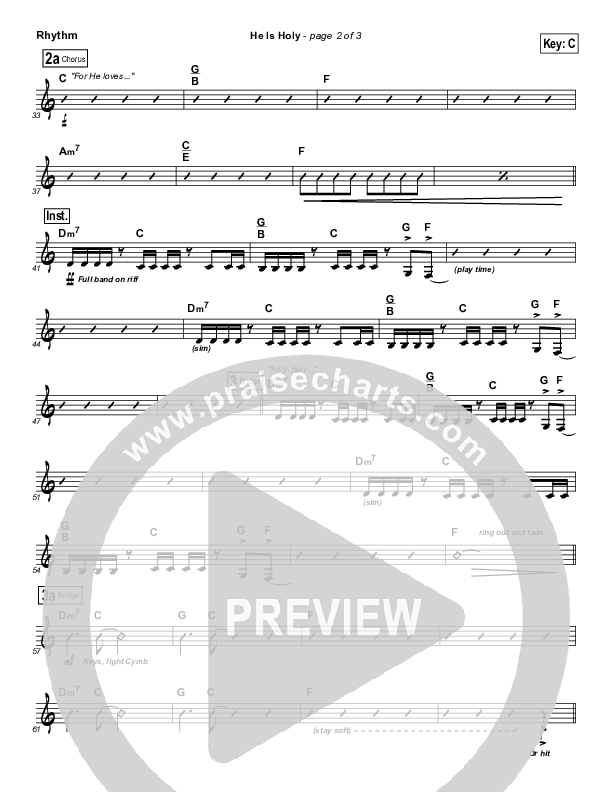 He Is Holy Rhythm Chart (Equippers Church)