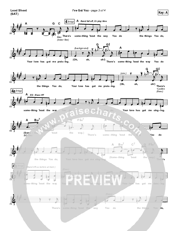 I've Got You Lead Sheet (SAT) (Equippers Church)