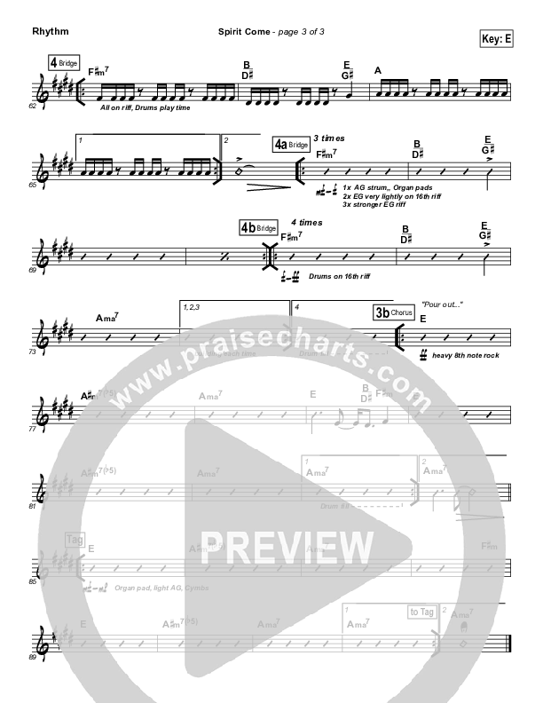 Spirit Come Rhythm Chart (Equippers Church)